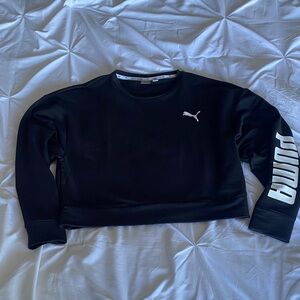 PUMA Women's Black Cropped Crew Neck Sweater